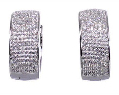 Cubic Zirconia Sterling Silver Hoop Post Earrings Jewelry AS55300